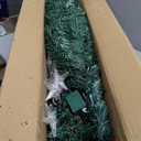 Juegoal 6ft Pre-Lit Artificial Christmas Tree, Lighted Optical Fiber Xmas Trees with Warm White Large Stars & Color Changing Optical Fiber Lights, Party Home Holiday Green Fake Tree with Metal Legs