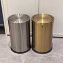18L/4.7GAL Gold Bathroom Trash Can with Lid,Brass Garbage Can with Flipping Lid,Brushed Stainless Steel for Bedroom,Living Room,Office,Guest Room (4.7gal-Gold)