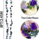 5Pcs 82 FT Artificial Purple Rose Flower Garland, Faux Silk Rose Garland, Purple Party Decorations, Lavender Flower Hanging Flower Vines for Backdrop Decoration Tea Party Wedding Birthday