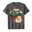 Vintage Santa Claus Merry Christmas Face Old Fashioned T-Shirt, XL