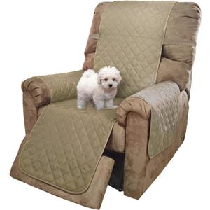 U-NICE HOME Recliner Chair Covers Reversible Chair Cover Pet Covers for Dogs with Elastic Straps Water Resistant Diamond Quilted (28''Recliner Oversized, Light Camel/Beige)