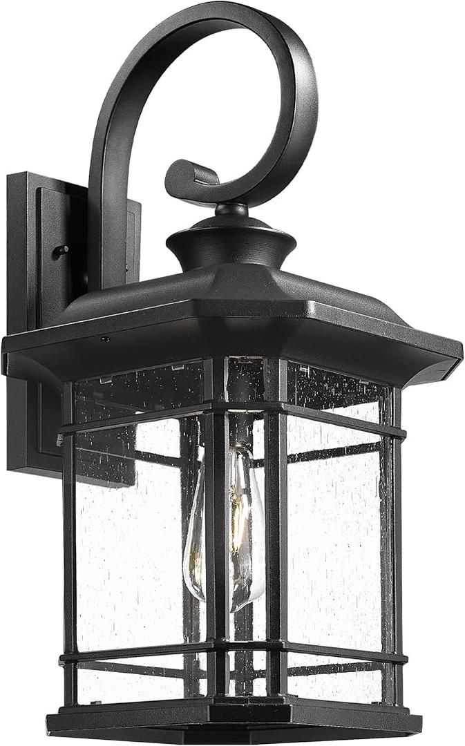 Emliviar 21.9 Inch Large Exterior Wall Light, Seeded Glass, 2084B-L BK
Outdoor Wall Lantern, Die-Aluminum Construction, E26 Socket, Max.100W, ETL Listed, Suitable for Wet Outdoor Areas