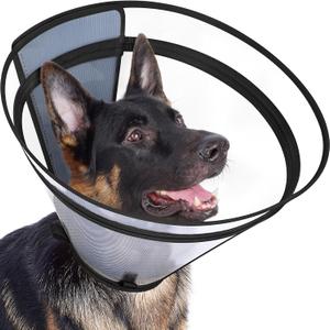 Dog Cone to Stop Licking, Clear Recovery Collar with Detachable Zipper, Sturdy Elizabethan Collar for Large Medium Small Dogs, Soft Adjustable Cone After Surgery Patented, Black M