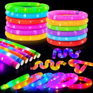 Valentines Glow Sticks Wands for Toddlers-6 PCS Light Up Pop Tube Flashlight Toys Gifts for Kids, LED Bracelet Necklace Party Accessories, Fun Outdoor Camping Essentials Games Activities for Boys Girls