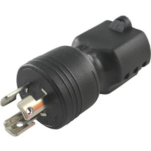 Conntek 30120 UNO Locking Plug NEMA L5-15P to NEMA 5-15R 125-Volt Adapter Black, 1PCS/PK