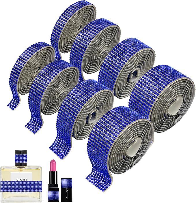 8 Rolls Rhinestone Ribbons, Self Adhesive Diamond Bling Ribbons 8 Yards Rhinestone Stickers Strips for DIY Art Crafts Wedding Birthday Car Phone Hat Decorations