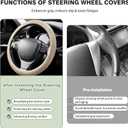 2025 Model Breathable Soft Leather Car Steering Wheel Cover for Men Women, Non-Slip, Comfortable,Universal 15 inches Steering Wheels, Beige