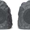 iLive Electronics Outdoor Rock Speaker Pair - Wireless Waterproof Bluetooth Speakers for Patio, Garden, Built for All Seasons with Rechargeable Battery (ISBW422G), Gray