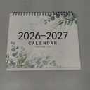 Desk Calendar 2026-2027, Small Desktop Calendar 6.8" x 8"with Eucalyptus Design, 18-Month Flip Calendar with Daily Blocks for Teacher, Bonus Stickers