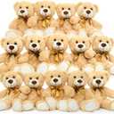 MorisMos 14Pcs Teddy Bears Bulk Baby Shower, 14inch Cute Teddy Bear Stuffed Animal Plush, Small Stuffed Bears on Centerpiece Baby Shower, Kids Party Favors, Brown