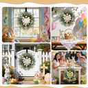 24 Inch Easter Wreath Spring Wreath Artificial Flower Wreath with Colorful Eggs Eucalyptus Leaves Hanger for Front Door Easter Summer Farmhouse Holiday Wall Home Window Decor
