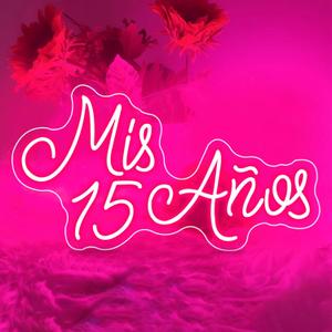Mis 15 Aos Neon Sign for Wall Decor, 15th Birthday Party Led Neon Light, USB Powered with Dimmer Switch Neon Lights for Mis Quince Party Decor,Sweet 15 Quinceanera Party Sign,Gifts for Lover