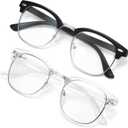 racico Eyewear Frame for Men and Women, Fashion Vintage Classic Blue Light Glasses Semi-Rimless Half Frame 