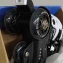 Toddler Roller Skates with Cool Dino Script Design, Kids Training Skating Shoes with Triple Safety Protection, 4 Adjustable Sizes, Light-Up Wheels (XS-Small(6.5C-9C US), Fossil Black)