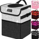 Cute Mini Car Trash Bag with Lid, Glitter Garbage Can Bin Hanging for Back/Front Seat/Console, Waterproof, Leakproof, 2.5 Gallon, Silver Bling Sparkly