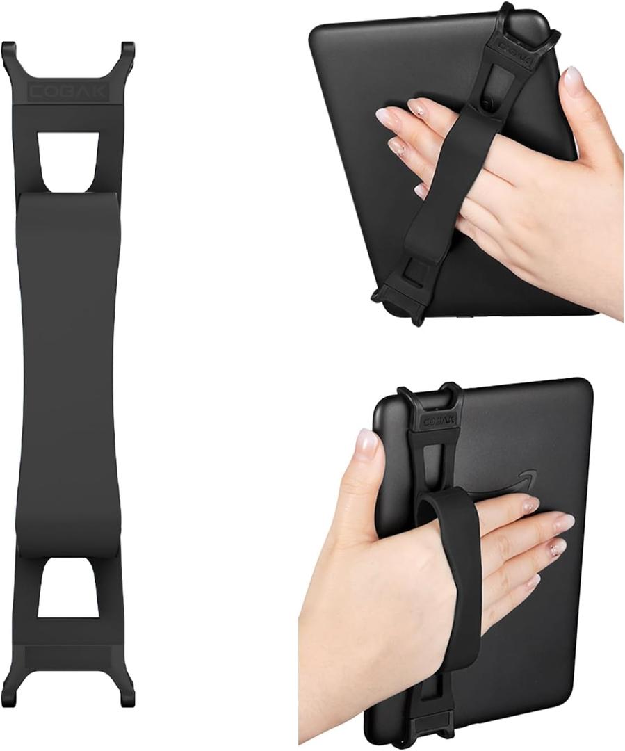 CoBak Hand Strap for 6-7" Kindle/ Voyaga/ Lenovo/ Sony E-Book/ Kindle Fire/ Kobo/ Tablets, Convenient for Bedtime Reading, High-Elastic, Lightweight, Soft and Secure Grip Holder, Black