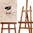 DJAR Wooden Art Easel for Painting,Adjustable Pine Wood Floor Easels for Adults Artist Beginners,Hold Canvas up to 39'',Tool-Less Installation Easel,Walnut