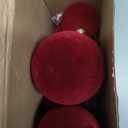 12 Pcs Red Velvet Christmas Ornaments Large Glass Velvet Christmas Balls Ornaments Bulk Flocked Bulbs Set for Xmas Tree Wreath Mantel Stair Railings Holiday Party Hanging Decoration