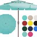 JEAREY 3 Tiers 10 FT Patio Umbrellas Outdoor Table Umbrella with Push Button Market Umbrella 8 Sturdy Ribs UV Protection Waterproof for Garden,Deck,Backyard,Teal