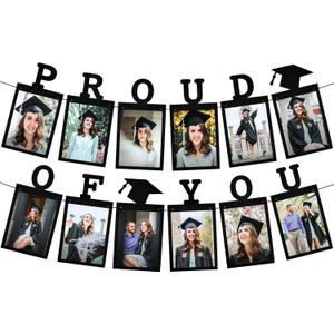 KatchOn, Graduation Photo Banner 2025 - Large, 10 Feet | Felt Proud of You | Grad Banner 2025 Personalized | Grad Picture banner 5x7 for Black 2025 | Graduation Decorations 2025