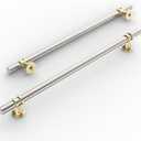 Amerdeco 10 Pack Brushed Satin Nickel and Gold Cabinet Pulls 10 Inch(254MM) Hole Centers Kitchen Cabinet Handles Cabinets Hardware Drawer Pulls ZH0058