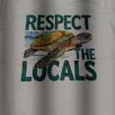 Respect the Locals Turtles T-Shirt, Retro Grunge White and Natural Tee for Ocean and Beach Lovers, S
