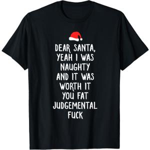 Dear Santa Funny Inappropriate Christmas T-Shirt L 