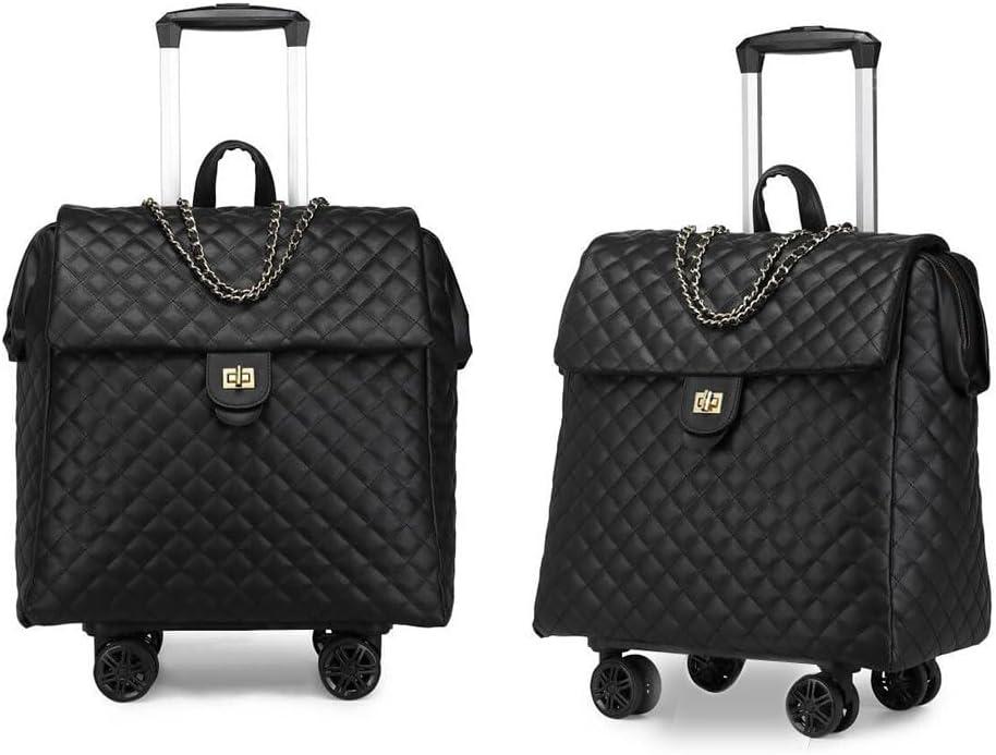 VH&GRED Women's Vintage Quilted Carry On Luggage with 360 Spinner Wheels, 18IN-5-Rounds