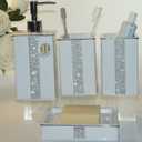 Bathroom Accessories Set 4 Pcs-Ceramic Gift Set Soap Dispenser Pump & Toothbrush Holder & Tumbler Cup & Soap Dish - Bathroom Home Decor Clearance, Countertop Vanity Organize(12 Ounce White)