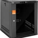 Tecmojo 12U Wall Mount Rack with Thermostat, 17.7inch Depth Enclosed Server Cabinet with 2 Cooling Fans, Lockable Door & Hardware,12U Rack for 19inch Equipment, Glass Door