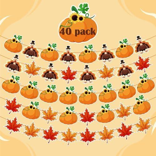 Pack of 2 OHOME 40 Pack Thanksgiving Decorations -Thanksgiving Banner for Indoor Home Party Office Classroom School Fall Decor