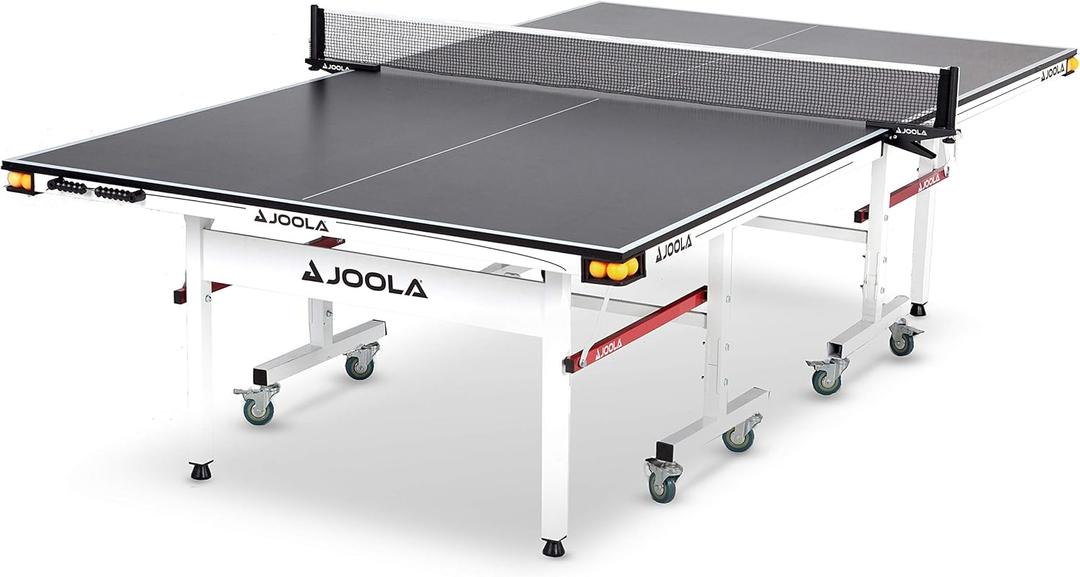 JOOLA Rally TL Professional MDF Indoor Ping Pong Table w/Quick Clamp Table Tennis Net & Post Set - 10 Minute Easy Assembly - Corner Ball Holders - Tournament Quality - Includes Playback Mode (18mm, Standard)
