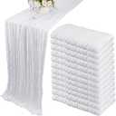 12 Pack 10Ft Cheesecloth Table Runner 35x120 Inch Boho Gauze Table Runner Rustic Cheese Cloth Long Romantic Table Runners for Wedding Bridal Shower Birthday Party Table Decor (White)