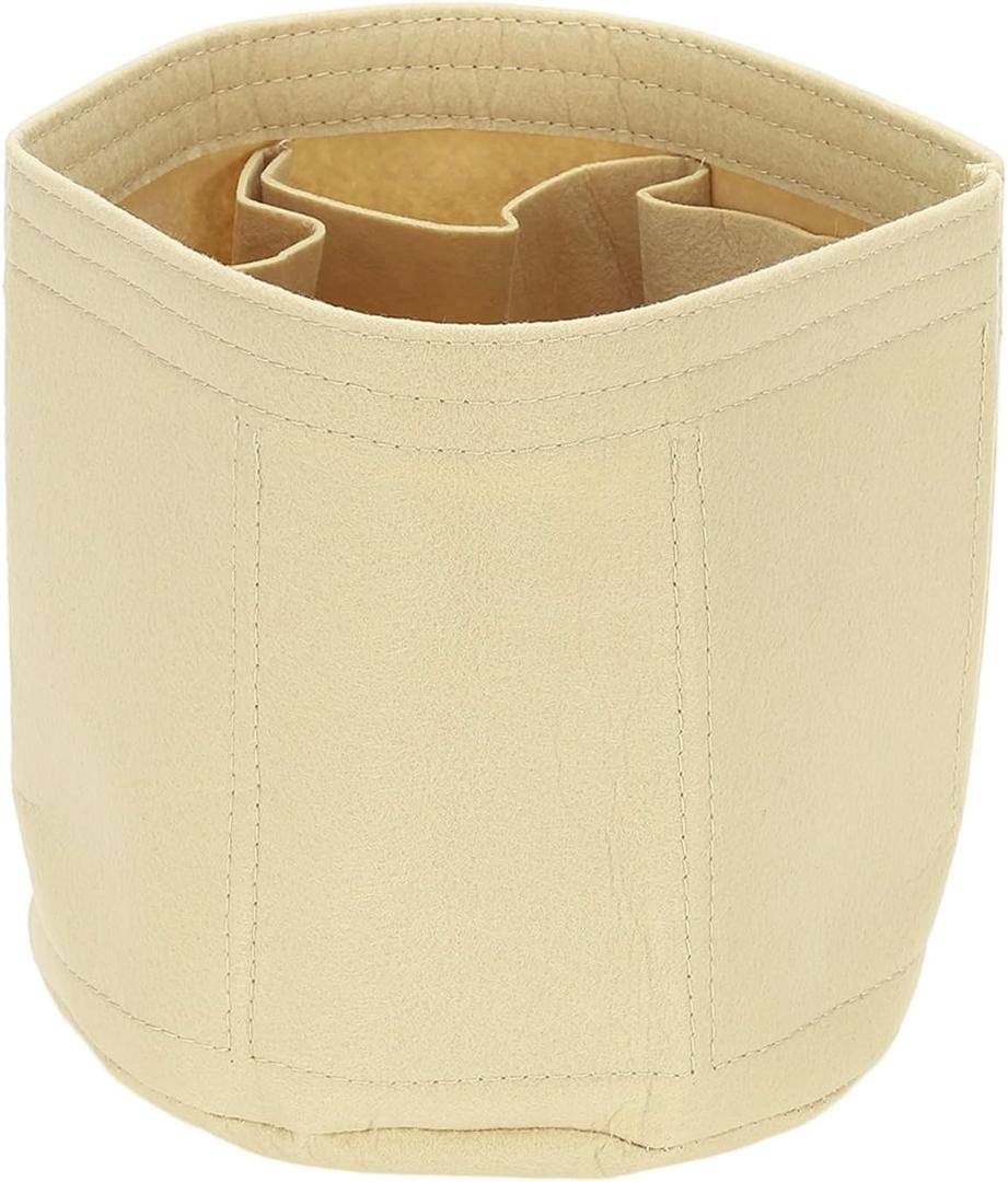 uxcell Purse Organizer Insert, 8" x 8" Portable Felt Organizer Bags Round Multiple Compartments Purse Liner for Bucket Bag, Domed Satchel, Tote Bag, Handbag Shaper, Beige