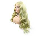 Superior Yellow Green Lace Front Wigs for Women Long Wavy Hair Tender Matcha Green Synthetic Lace Front Wigs Drag Queen Spring Wig Realistic Glueless Heat Resistant Fiber Hair Cosplay 24Inch