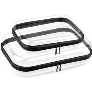 Travel Toiletry Bag for Men,Clear Hard Shell Zipper Case,2pcs Large Capacity Portable Toiletry Organizer Dopp Kit Water-Resistant Shaving Bag For Toiletries Accessories,Makeup Cosmetic Bag For Women (Black)