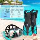 Zenoplige Mask Fins Snorkel Set, Snorkeling Gear for Adults, Panoramic View Snorkel Mask Anti-Fog, Adjustable Dive Flippers, Dry Top Snorkel and Travel Bag, Scuba Gear for Swimming Snorkeling Diving