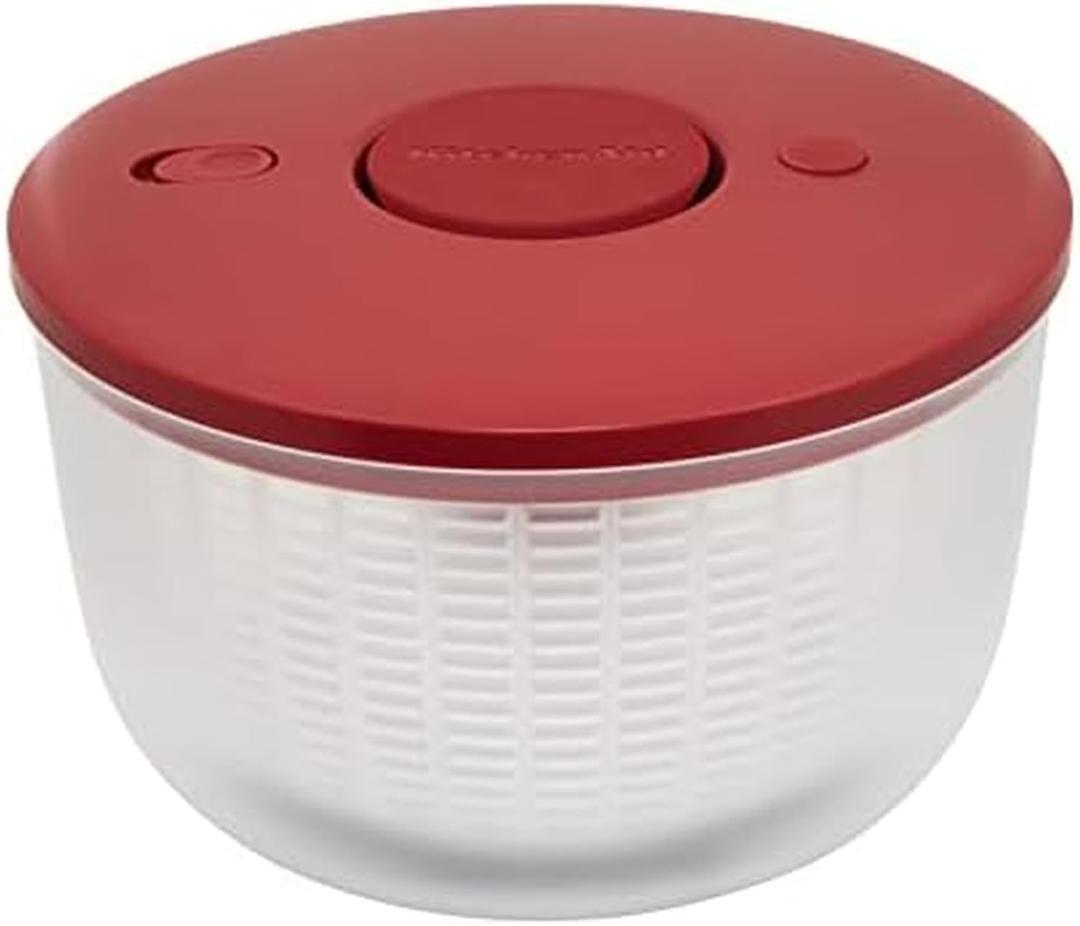 KitchenAid Universal Salad Spinner with Removable Bowl, Colander and One Handed Pump Mechanism, Large Bowl Nests and Features Non Slip Base, 7.43 Quart, Empire Red