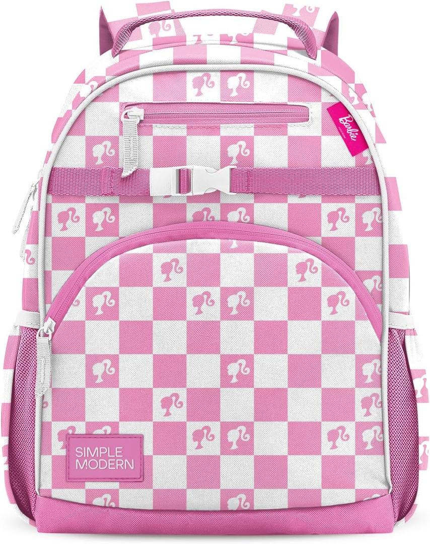 Simple Modern Large Mattel Barbie Kids Backpack for School Girls and Boys | Elementary Backpack for Teen | Fletcher Collection | Kids - 16" tall | Barbie Checkmate