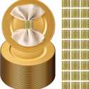200pcs Gold Charger Plates With Napkin Rings Set Include 100 Gold Beaded Charger Plates 100 Napkin Rings, 13 Inch Plastic Round Chargers for Dinner, Wedding, Birthday, Party, Banquet, Table Setting, Large