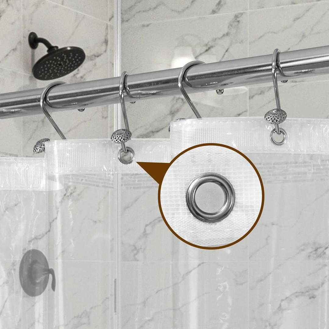  Plastic Shower Liner Clear - Premium PEVA Shower Curtain Liner with Rustproof Grommets, Waterproof Cute Lightweight Standard Size Bathroom Curtains - Clear 72x68