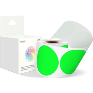 3 Inch Fluorescent Green Color Code Dot Stickers,500 PCS Round Labels Stickers in Dispenser Box for Organization, Inventory,Classroom (1 Roll-500PCS)