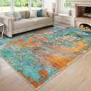 Lahome Modern Abstract Area Rugs 9x12 Living Room Rug, Washable Rugs for Living Room Bedroom Low Pile Non Slip, Colorful Large Soft Indoor Carpet for Dining Room Table Apartment Classroom (Rosy)