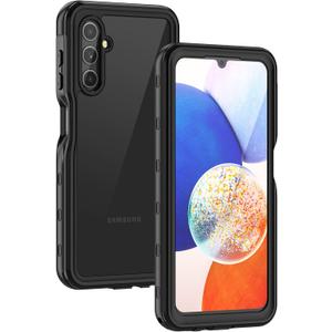 Lanhiem for Samsung Galaxy A14 5G Case, IP68 Waterproof Dustproof, Built-in Screen Protector, Heavy Duty Full Body Protective Phone Case for Galaxy A14 5G, Black/Clear