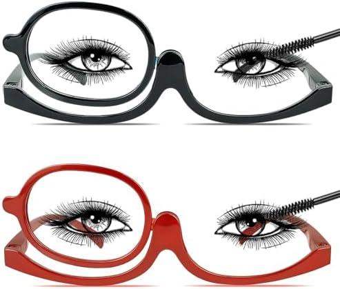 Chiccool 2 Pack Makeup Reading Glasses for Women Magnifying Flip Down Cosmetic Readers with Spring Hinge, +2.75