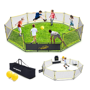 Gaga Ball Pit Portable: 15FT 3in1 Gaga Pit with Basketball Hoop and Soccer Goals - Play System for Kids 4 to 12 Years Old Indoor Outdoor for Backyard School Camp Activities