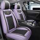 Car Seat Covers Full Set, Super Luxurious Heavy Universal Duty Waterproof Leather Automotive Vehicle Cover for Cars SUV Pick-up Truck, Non-Slip Seat Purple Car Accessories (Full Set/Light purple)