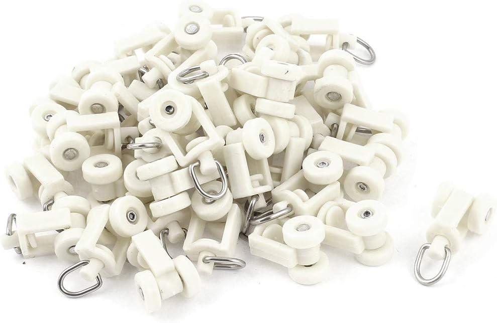 uxcell White Plastic Curtain Track Rail Rollers 10mm Diameter Wheel 40 Pcs