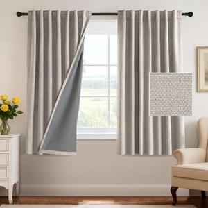 H.VERSAILTEX 100% Blackout Curtains Back Tab Full Light Blocking Curtain Draperies with Gray Coating Thermal Insulated Window Treatment Set of 2 Panels, 52" W x 63" L, Stone