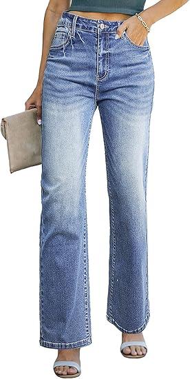 Sidefeel Women's Wide Leg Jeans Casual High Waisted Straight Zimbaplatinum Denim Pants with Pockets
 14 Sidefeel Women's Wide Leg Jeans Casual High Waisted Straight Zimbaplatinum Denim Pants with Pockets
 14